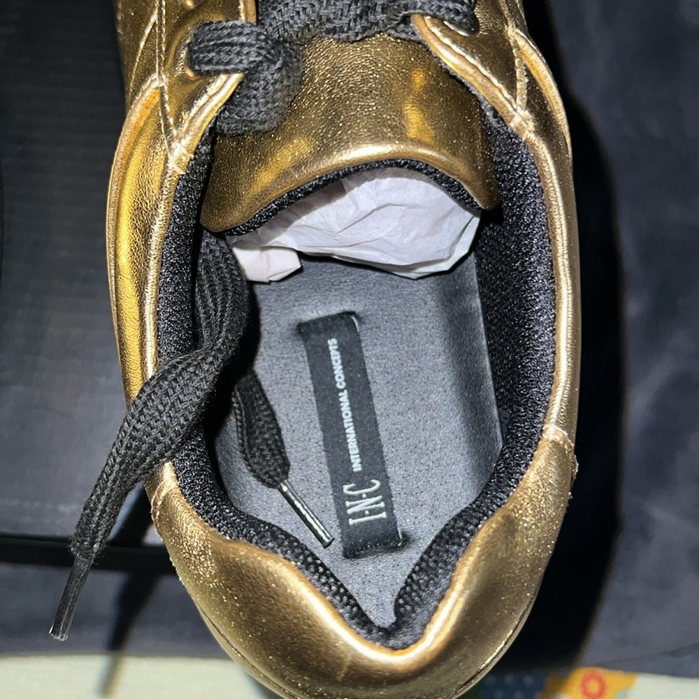INC Gold Sneakers with Black Laces - Picture 4 of 4